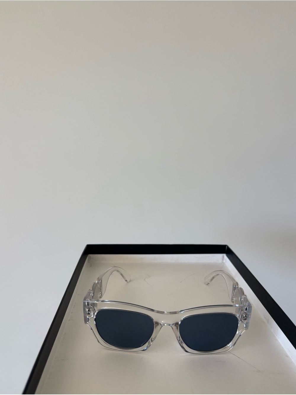 Versace Clear Frame Sunglasses with Silver Medallions - Picture 2 of 4